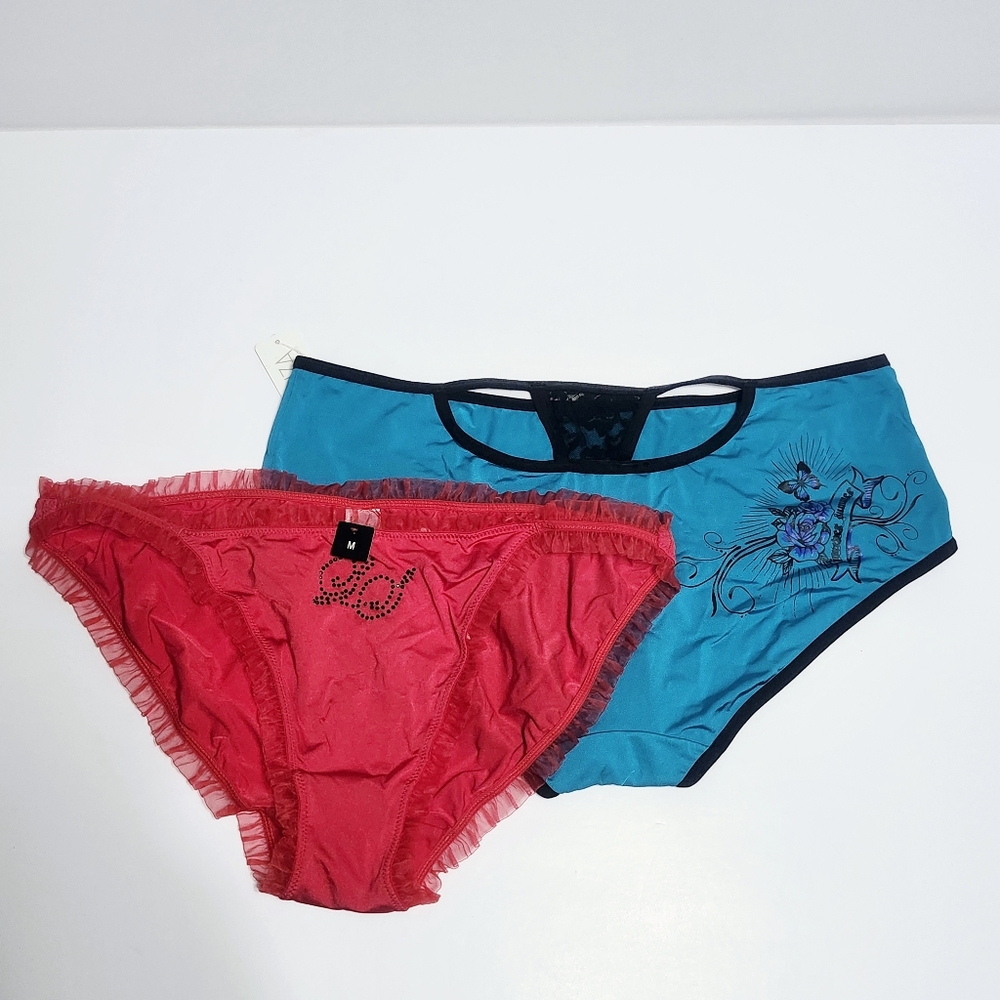 New 2 pc size M Bikini Jeweled Panty